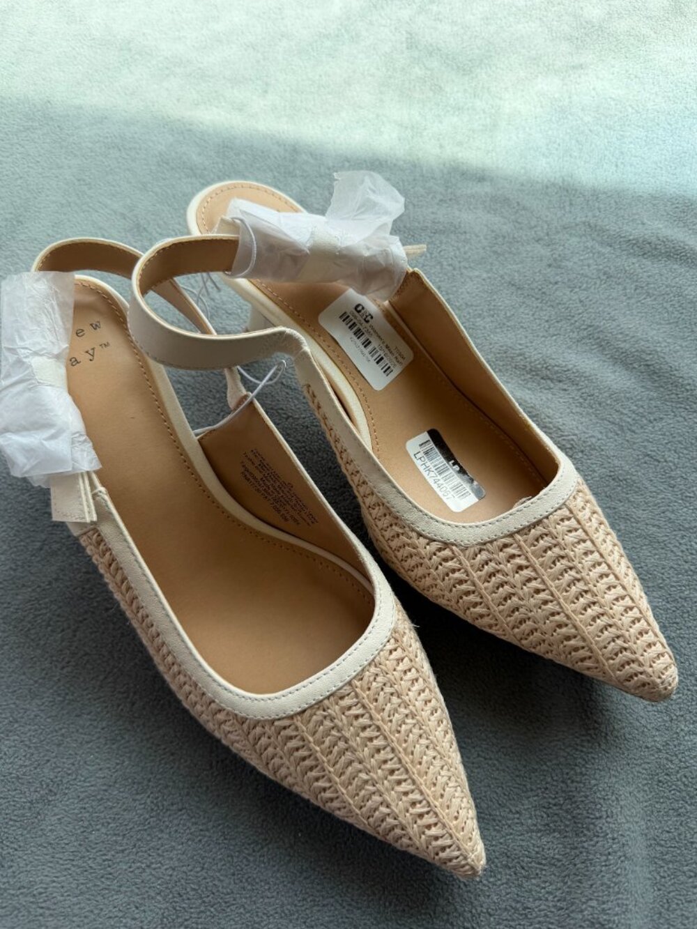 Women's Milan Raffia Slingback Heels - A New Day 8 - Picture 6 of 7